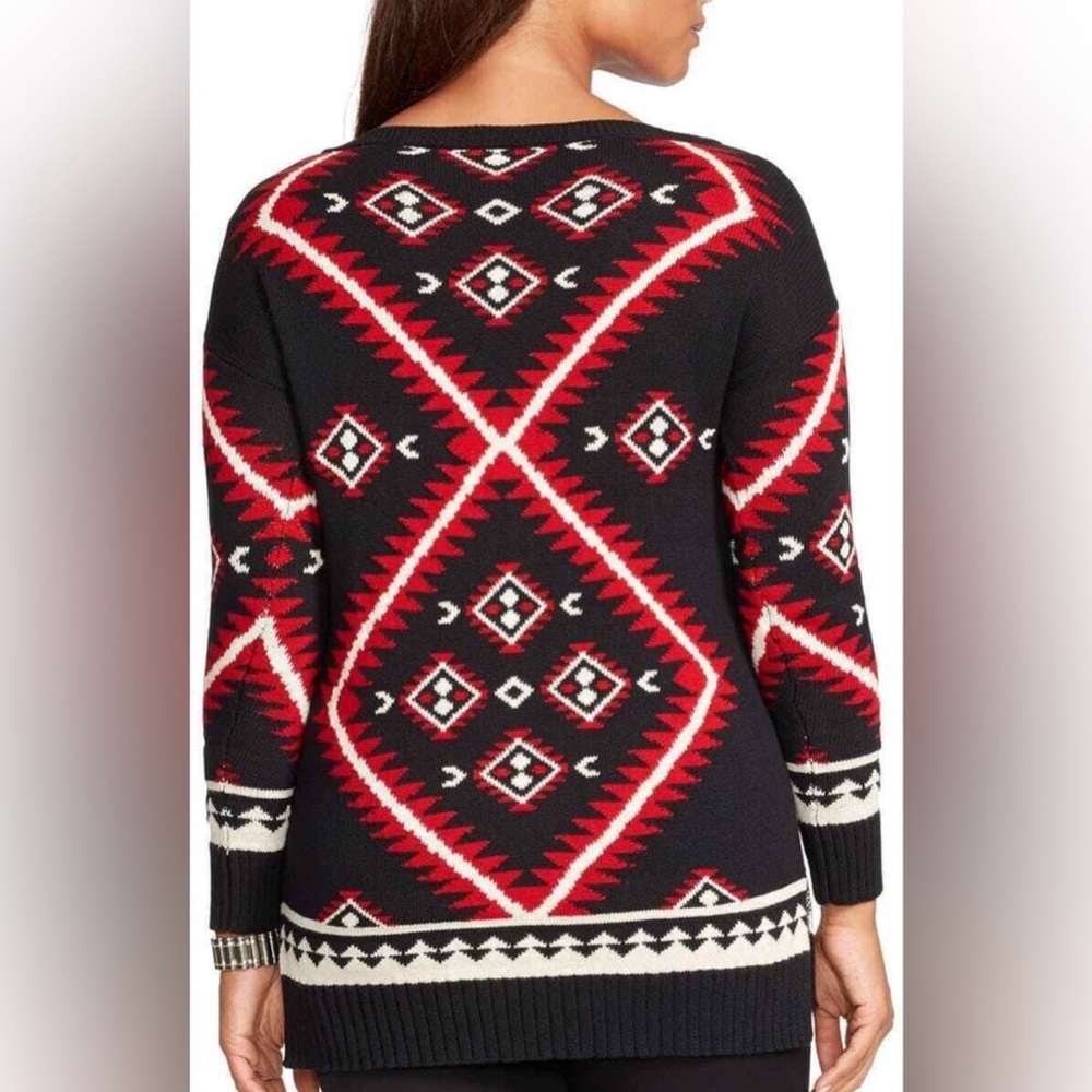 Lauren Ralph Lauren Black and Red Patterned Sweater - Picture 2 of 4